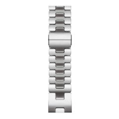 Apple Watch 7 8 9 45 mm uyumlu Paslanmaz Çelik Premium Kordon Grand H Model Kayış Kelebek Klips Gümüş