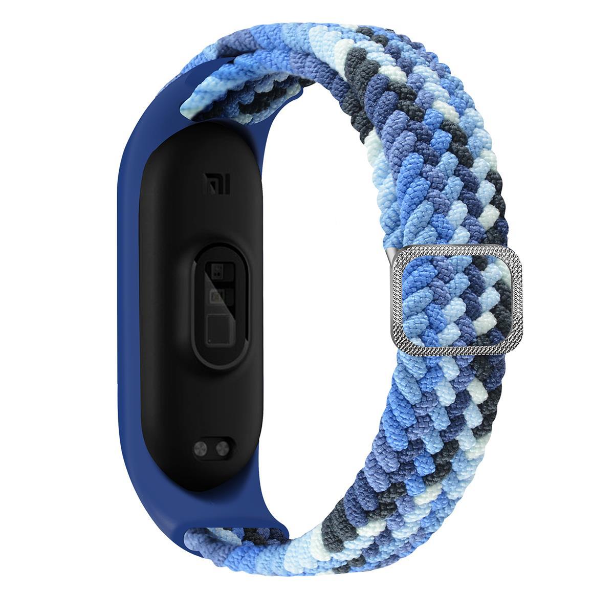 Xiaomi Mi Band 3 uyumlu Kordon Örgü Loop Kayış Metal Tokalı Bileklik Elastik Ayarlanabilir