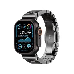 Apple Watch Ultra / Ultra 2 49 mm uyumlu Paslanmaz Çelik Premium Kordon Grand H Model Kayış Siyah