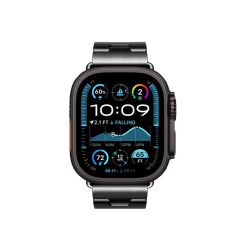 Apple Watch Ultra / Ultra 2 49 mm uyumlu Paslanmaz Çelik Premium Kordon Grand H Model Kayış Siyah