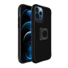 iPhone 12 Pro Max uyumlu Kılıf Metal Yüzüklü Karbon Fiber Desenli Kapak Spor Tasarım Darbe Emici