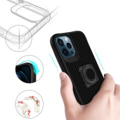 iPhone 12 Pro Max uyumlu Kılıf Metal Yüzüklü Karbon Fiber Desenli Kapak Spor Tasarım Darbe Emici
