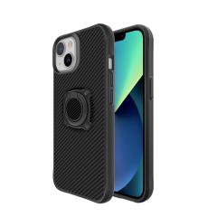 iPhone 13 uyumlu Kılıf Metal Yüzüklü Karbon Fiber Desenli Kapak Spor Tasarım Darbe Emici