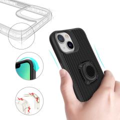 iPhone 13 uyumlu Kılıf Metal Yüzüklü Karbon Fiber Desenli Kapak Spor Tasarım Darbe Emici