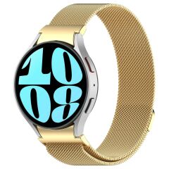 Samsung Galaxy Watch 7 40 / 44 mm Mıknatıslı Hasır Metal Örgü Kordon Kayış Tam Uyumlu Orijinal Pim Gold