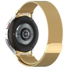 Samsung Galaxy Watch 7 40 / 44 mm Mıknatıslı Hasır Metal Örgü Kordon Kayış Tam Uyumlu Orijinal Pim Gold