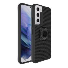 Samsung Galaxy S22 uyumlu Kılıf Metal Yüzüklü Karbon Fiber Desenli Kapak Spor Tasarım Darbe Emici