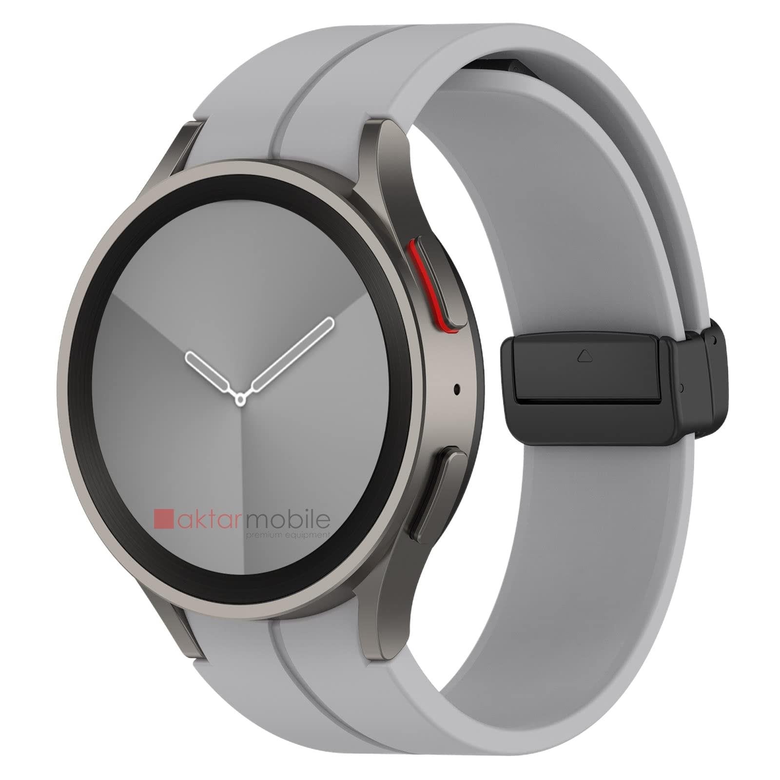 Samsung Galaxy Watch 6 Classic 43 / 47 mm Silikon Kordon Magnetik D Tokalı Spor Kayış Mıknatıslı Gri