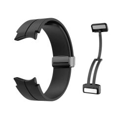 Samsung Galaxy Watch 6 Classic 43 / 47 mm Silikon Kordon Magnetik D Tokalı Spor Kayış Mıknatıslı Gri