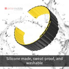 Amazfit GTS uyumlu Magnetik Silikon Kordon Çift Renkli Mıknatıslı Premium Kayış Siyah - Sarı