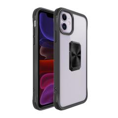iPhone 11 uyumlu Kılıf Metal Yüzüklü El Askılı Şeffaf Parlak Kapak Şık Tasarım Darbe Emici
