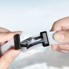 Samsung Galaxy Watch 6 Classic 43 / 47 mm Silikon Kordon Magnetik D Tokalı Spor Kayış Mıknatıslı Füme