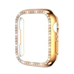 Apple Watch 7 41 mm uyumlu Kasa Koruyucu Taşlı Tasarım Metalik Renk Gövde Koruma (Önü Açık)