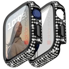Apple Watch 7 8 41 mm uyumlu Ekran Koruyucu & Kasa Koruma Full Taşlı Tasarım Işıltılı Görünüm