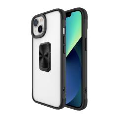 iPhone 13 uyumlu Kılıf Metal Yüzüklü El Askılı Şeffaf Parlak Kapak Şık Tasarım Darbe Emici