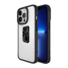 iPhone 13 Pro Max uyumlu Kılıf Metal Yüzüklü El Askılı Şeffaf Parlak Kapak Şık Tasarım Darbe Emici