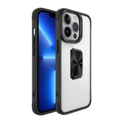 iPhone 13 Pro Max uyumlu Kılıf Metal Yüzüklü El Askılı Şeffaf Parlak Kapak Şık Tasarım Darbe Emici