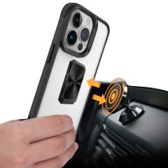 iPhone 13 Pro Max uyumlu Kılıf Metal Yüzüklü El Askılı Şeffaf Parlak Kapak Şık Tasarım Darbe Emici