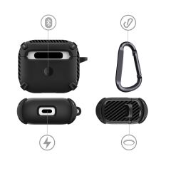 Airpods 3. Nesil Uyumlu Kılıf Armor Zırh Kulaklık Kılıfı Ultra Üstün Koruma Airbag Darme Emici Siyah