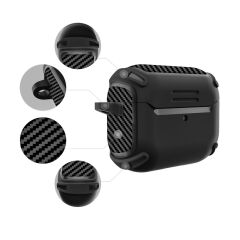 Airpods 3. Nesil Uyumlu Kılıf Armor Zırh Kulaklık Kılıfı Ultra Üstün Koruma Airbag Darme Emici Siyah