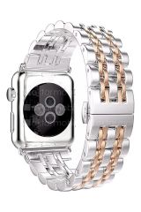 Apple Watch 7 6 SE 5 4 3 2 1 - 42 / 44 / 45 mm uyumlu Metal Kordon Premium Paslanmaz Çelik Kayış Rose Gold