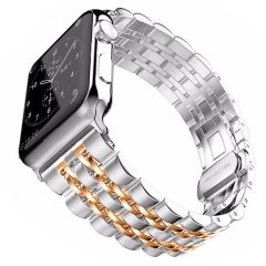 Apple Watch 7 6 SE 5 4 3 2 1 - 42 / 44 / 45 mm uyumlu Metal Kordon Premium Paslanmaz Çelik Kayış Rose Gold