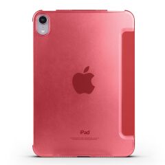 Apple iPad Mini 6. Nesil 2021 Uyumlu Kılıf Flip Akıllı Kapak Standlı Kılıf Smart Cover Uyku Modlu Kırmızı
