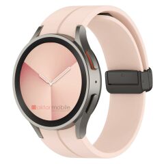 Samsung Galaxy Watch 6 Classic 43 / 47 mm Silikon Kordon Magnetik D Tokalı Spor Kayış Mıknatıslı Pudra