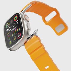 Apple Watch 7 8 9 45 mm uyumlu Premium Silikon Kordon Spor & Şık Tasarım Kayış Sarı