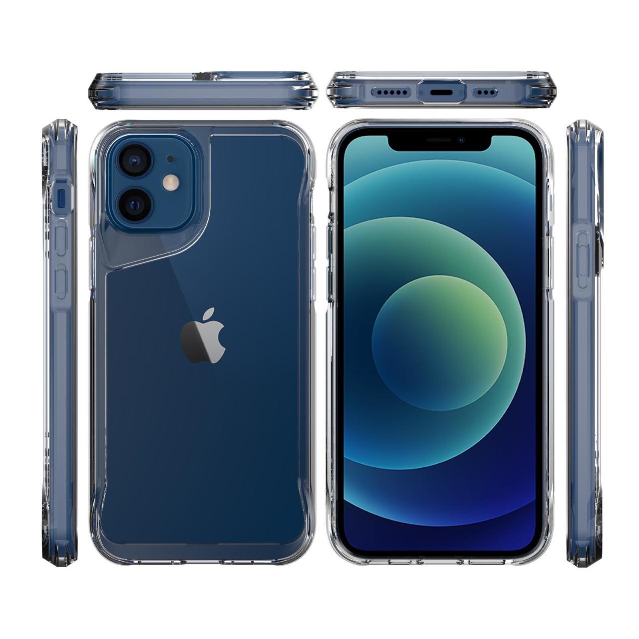 iPhone 12 uyumlu Kılıf Şeffaf Silikon Kapak Agresif Tasarım Üstün Koruma Yükseltilmiş Kenar