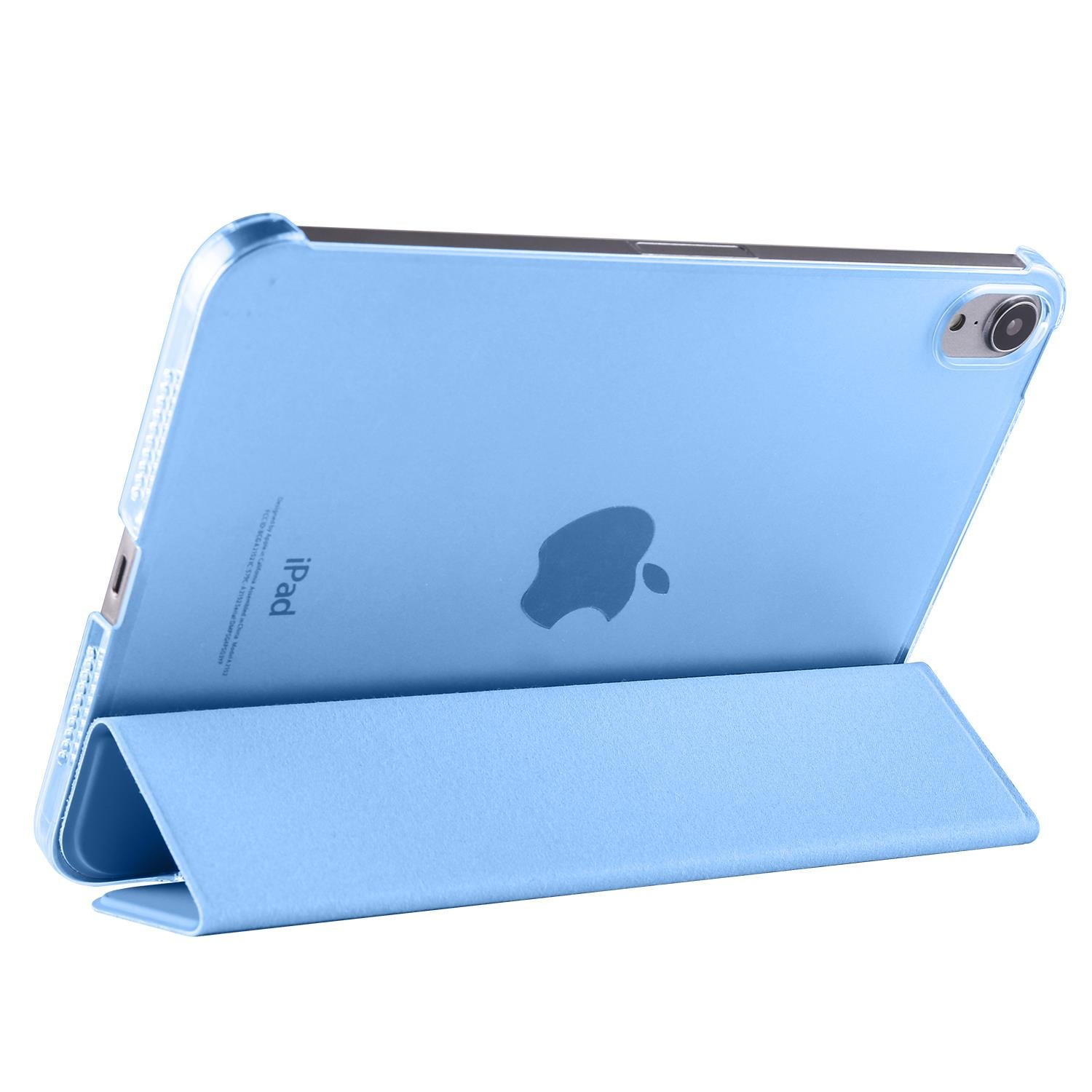 Apple iPad Mini 6. Nesil 2021 Uyumlu Kılıf Flip Akıllı Kapak Standlı Kılıf Smart Cover Uyku Modlu Mavi