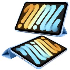 Apple iPad Mini 6. Nesil 2021 Uyumlu Kılıf Flip Akıllı Kapak Standlı Kılıf Smart Cover Uyku Modlu Mavi