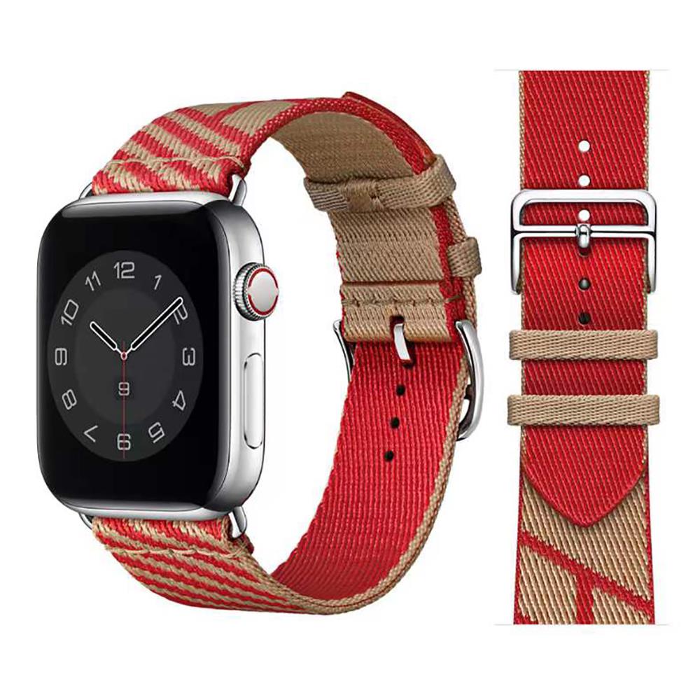 Apple Watch 7 6 SE 5 4 3 2 1 - 45 / 44 / 42 mm uyumlu Hasır Kumaş Kordon Renkli Özgün Tasarım Kayış No: 02