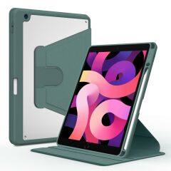 iPad 9. Nesil 2021 10.2 Uyumlu Kılıf 360° Dönebilen Kalem Bölmeli Standlı Akıllı Kapak Premium Koyu Yeşil