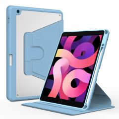 iPad 9. Nesil 2021 10.2 Uyumlu Kılıf 360° Dönebilen Kalem Bölmeli Standlı Akıllı Kapak Premium Mavi
