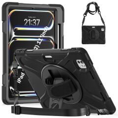 iPad Pro 11 M4 2024 Uyumlu Kılıf Askılı Standlı Kalem Bölmeli Defender Üstün Koruma Zırh Tank