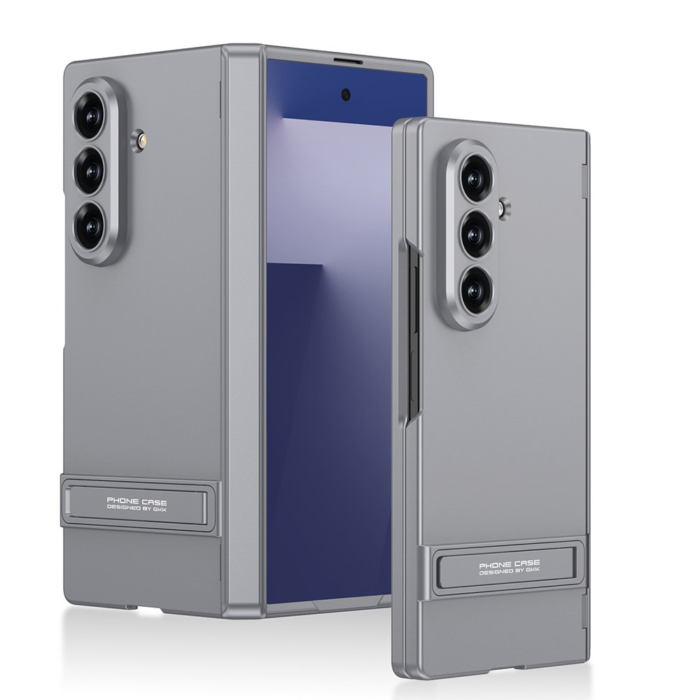 Galaxy Z Fold 7 uyumlu Kılıf Standlı Kamera Korumalı Premium Kapak Mat Tasarım Gri