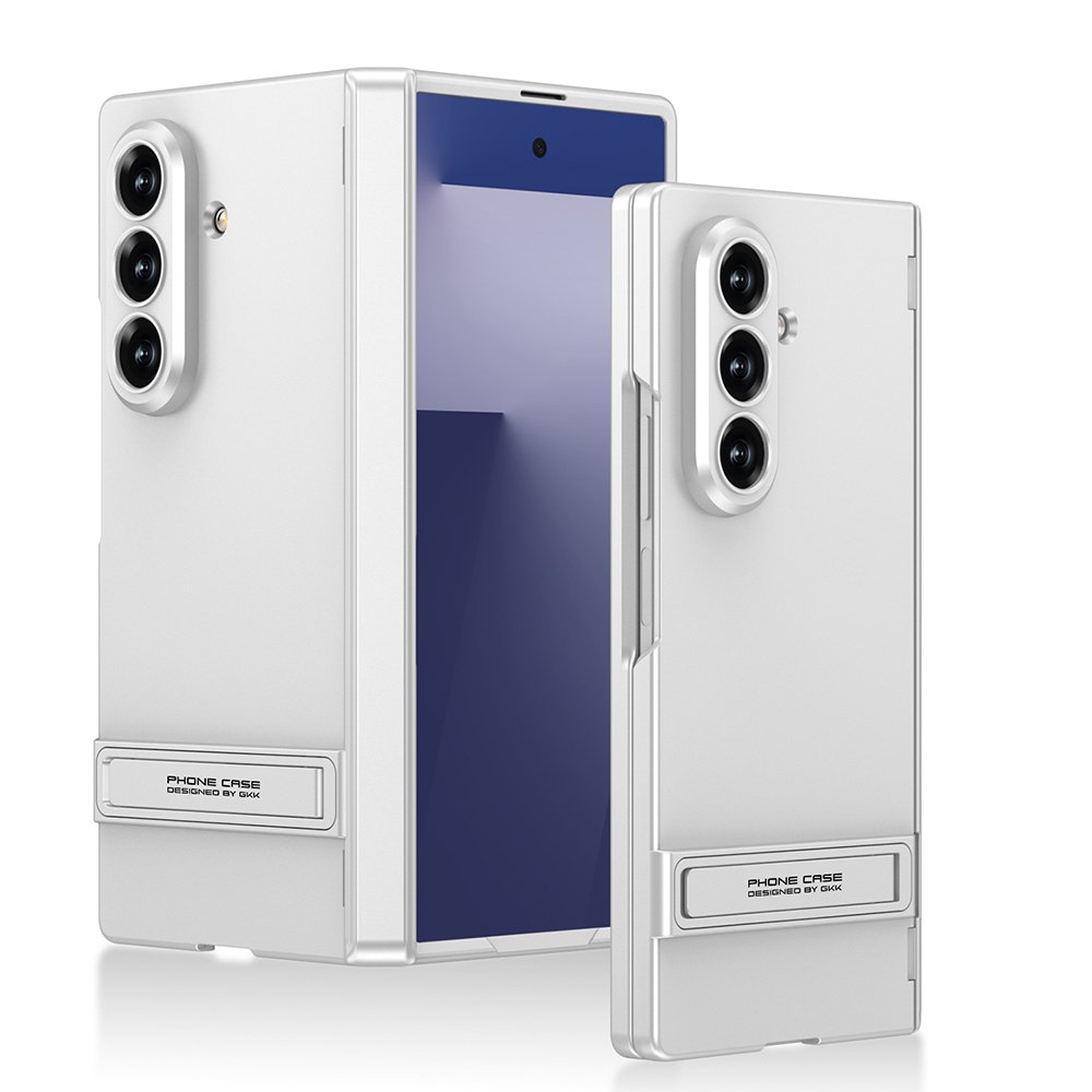 Galaxy Z Fold 7 uyumlu Kılıf Standlı Kamera Korumalı Premium Kapak Mat Tasarım Gümüş