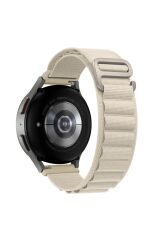 Samsung Galaxy Watch 7 40 / 44 mm uyumlu Kordon Alpine Loop Kumaş Örgü Kayış Krem