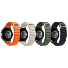 Samsung Galaxy Watch 7 40 / 44 mm uyumlu Kordon Alpine Loop Kumaş Örgü Kayış Krem