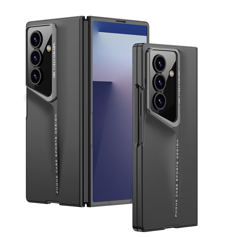 Galaxy Z Fold 7 uyumlu Kılıf Kamera Korumalı Spor Tasarım İnce Sert Rubber Procase Kapak Siyah