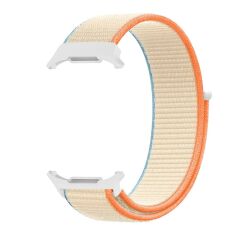 Samsung Galaxy Watch Ultra 47 mm uyumlu Spor Loop Kordon Hasır Örgü Kayış Cırt Cırtlı Velcro Krem