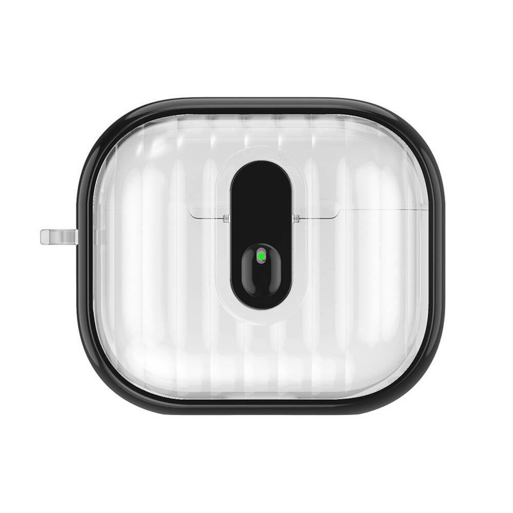 Airpods 4. Nesil Uyumlu Kılıf Kilitli Tuşlu Tasarım Şeffaf Silikon Kapak Darbe Emici Kulaklık Kılıfı Siyah