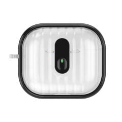 Airpods 4. Nesil Uyumlu Kılıf Kilitli Tuşlu Tasarım Şeffaf Silikon Kapak Darbe Emici Kulaklık Kılıfı Siyah