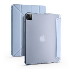 Apple iPad Pro 12.9 2021 5. Nesil Kılıf Kalem Bölmeli Premium Smart Standlı Tablet Kılıfı Mavi