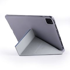 Apple iPad Pro 12.9 2021 5. Nesil Kılıf Kalem Bölmeli Premium Smart Standlı Tablet Kılıfı Mavi