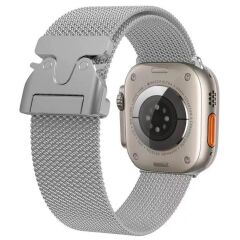 Apple Watch 6 5 4 3 2 1 SE 42 44 mm Uyumlu Hasır Metal Örgü Kordon Kayış Ayarlanabilir Kilitli Toka