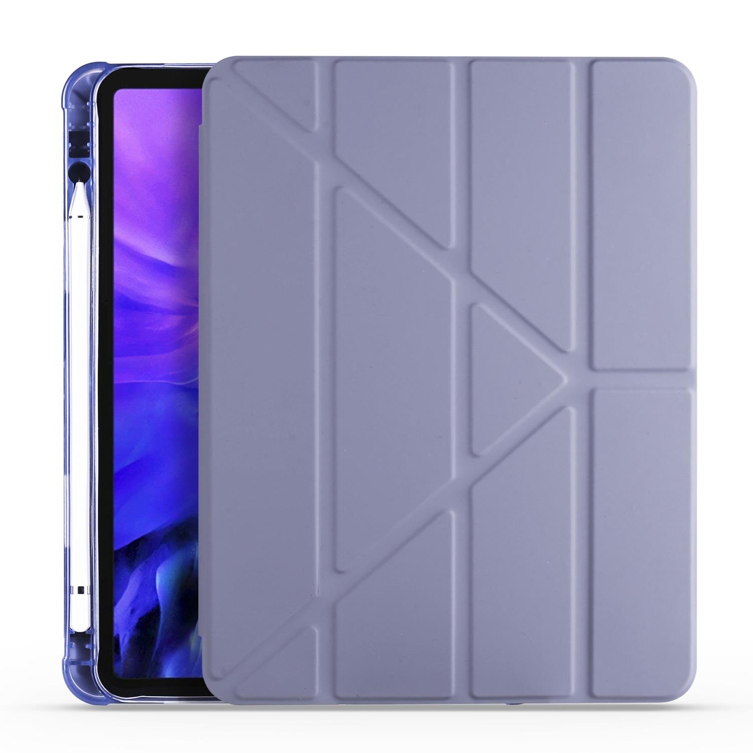 Apple iPad Pro 12.9 2021 5. Nesil Kılıf Kalem Bölmeli Premium Smart Standlı Tablet Kılıfı Mor