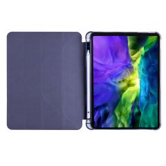 Apple iPad Pro 12.9 2021 5. Nesil Kılıf Kalem Bölmeli Premium Smart Standlı Tablet Kılıfı Mor