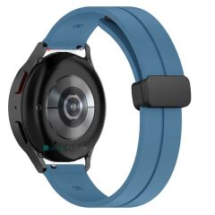 Huawei Watch GT Runner Silikon Kordon Magnetik D Tokalı Spor Kayış Mıknatıslı Toka Mavi